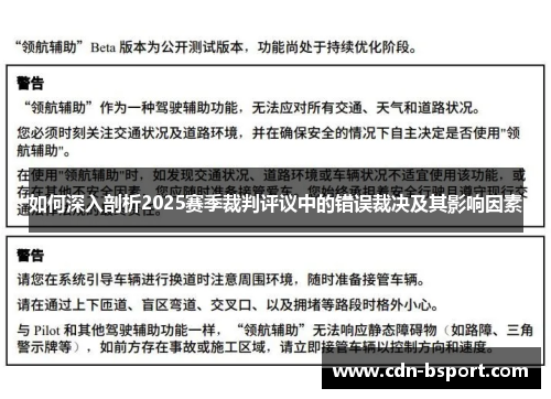 如何深入剖析2025赛季裁判评议中的错误裁决及其影响因素
