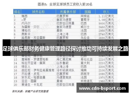足球俱乐部财务健康管理路径探讨推动可持续发展之路